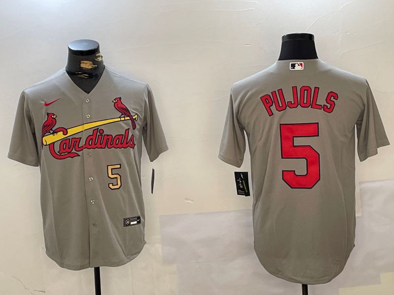 Men St.Louis Cardinals 5 Pujols Grey Game 2024 Nike MLB Jersey style 2